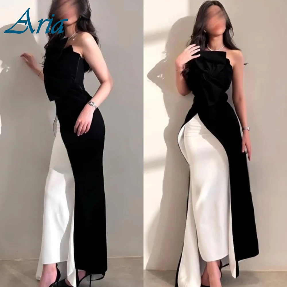 

Customized Exquisite Strapless Sleeveless Evening Dress High Quality Prom Dresses Delicate Flowers Contrast Color Party Gowns