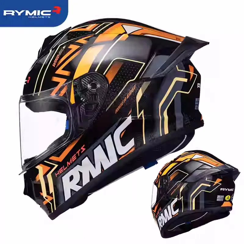 RYMIC Motorcycle Helmet Men's and Women's Full Helmets Four-season Machine Racing Car Big Tail Reserved Bluetooth Slot 범블비헬맷