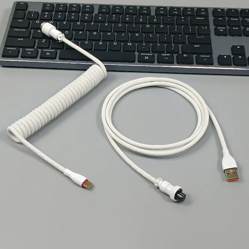 Coiled Keyboard Cable Color Aviator Connect for USB-A to USB-C Type-C Coiled Cable for Mechanical Keyboard Gaming Keyboard