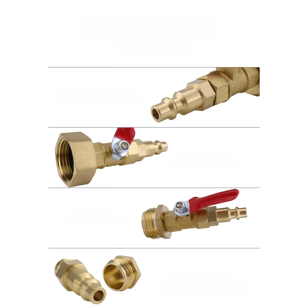 Brass RV Quick Connect Fitting with Ball Valve 1/4 Inch Male Thread Compatible with Standard 3/4 Inch Garden Hose Threads