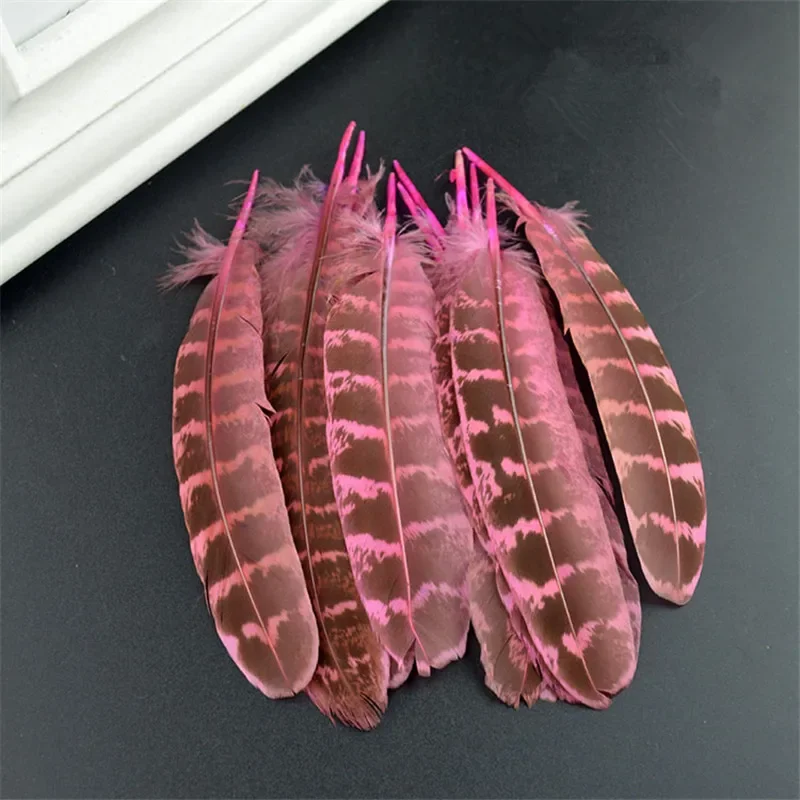 20 Stück natürliche Fasanfedern für Schmuckherstellung, Bastelarbeiten, 10–15 cm, Federverzierung, Hüte, Dekoration, Plumas, Karneval, Huhn – Detail 9
