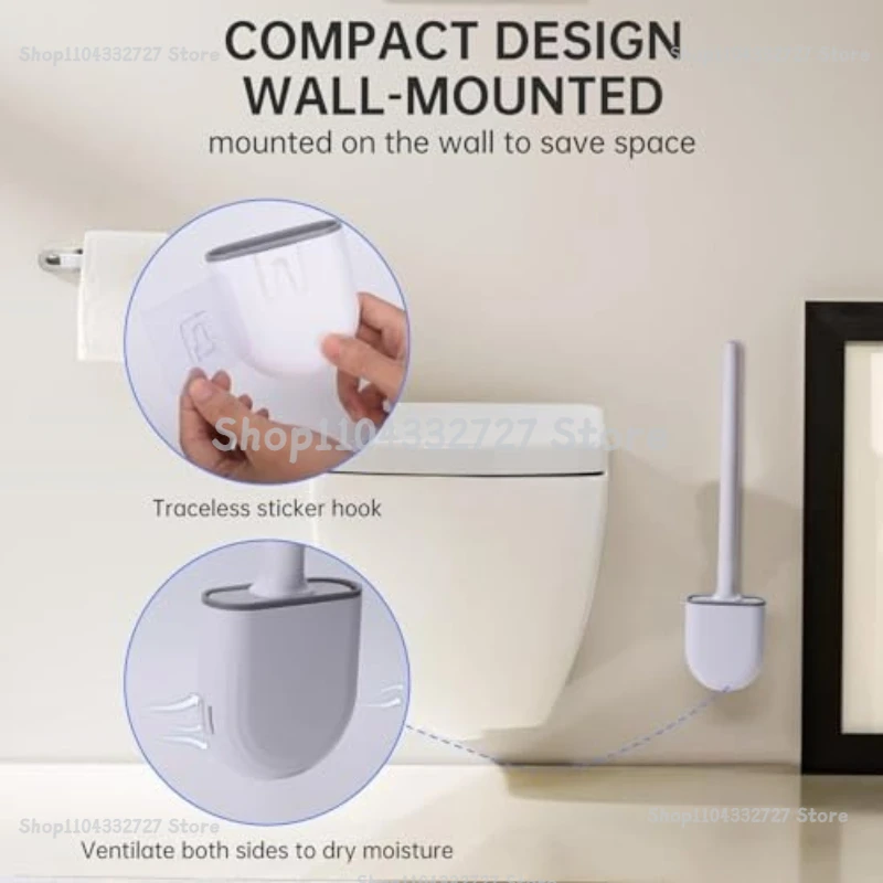 

Hanging Silicone Toilet Brush Cleaner with Long Handle Flexible Cleaner Bathroom Brush Quick Drying Holder Bathroom Accessories