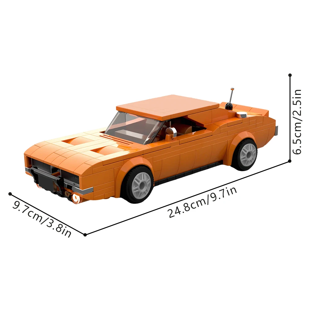 MOC General Lee Dodge Charger Retro Sports Car Bricks Dodge Charger Building Blocks Model Creativity Assembly Toys Kids DIY Gift