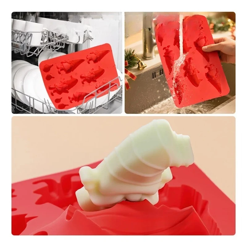 Silikonform für Weihnachtsmann und Schneeballglocke, Designs für Weihnachtskuchen, Dekoration von Schokolade, handgemachte Seife und DIY-Backhandwerk