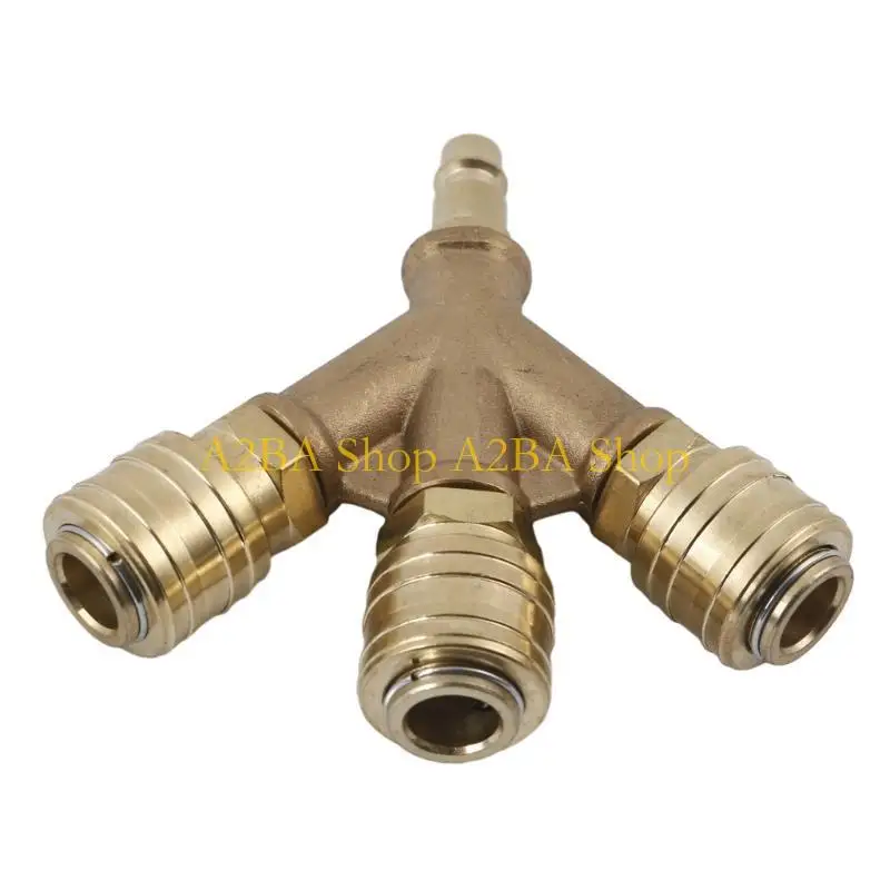 

A2BA 1/4Inch Air Hose Quick Coupling Distributor Compressed Air Distributor 3-Way with Couplings Brass Coupling Plug Durable