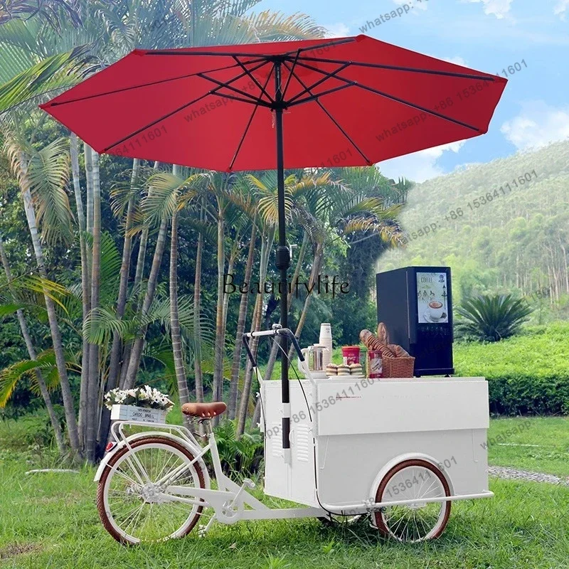 13Shopping mall promotion decorative flower car exhibition stand outdoor mobile three-wheeled stall car