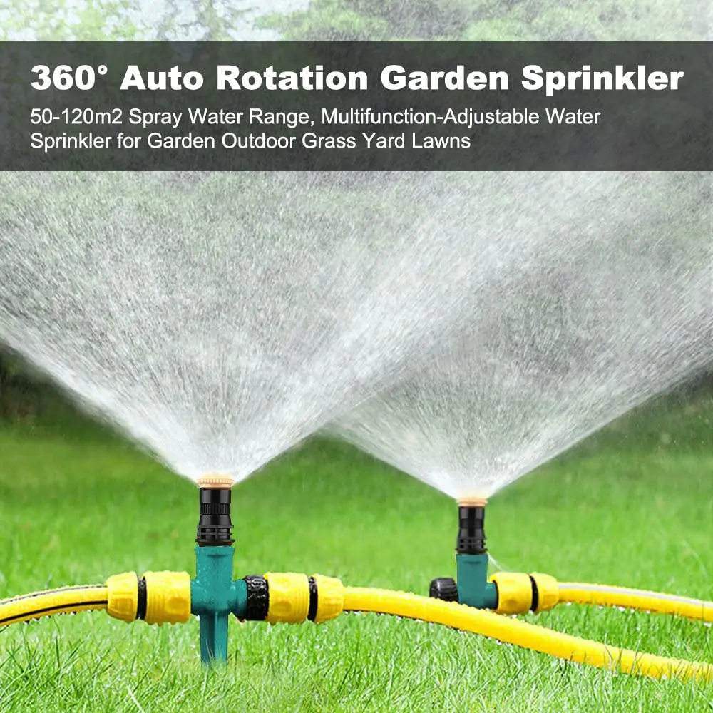 360° Rotating Garden Sprinklers – 3-Pack Adjustable Water Sprayers for Lawn & Plants, Automatic Irrigation System (Green)
