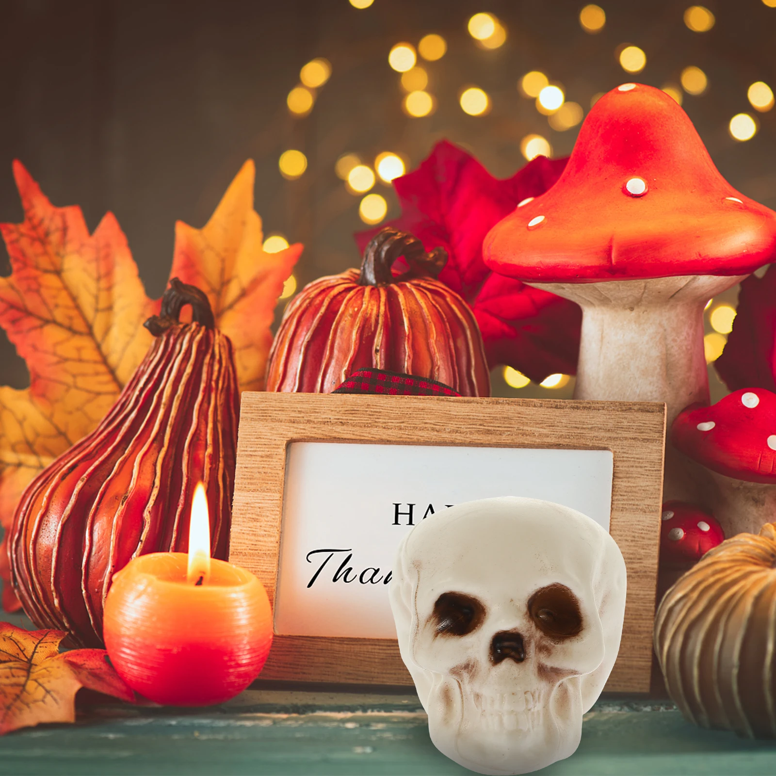 

4 Pcs Skull Head Decorations Lifelike Miniature Figurines Resin Charms Halloween Party Accessories Easy Supply