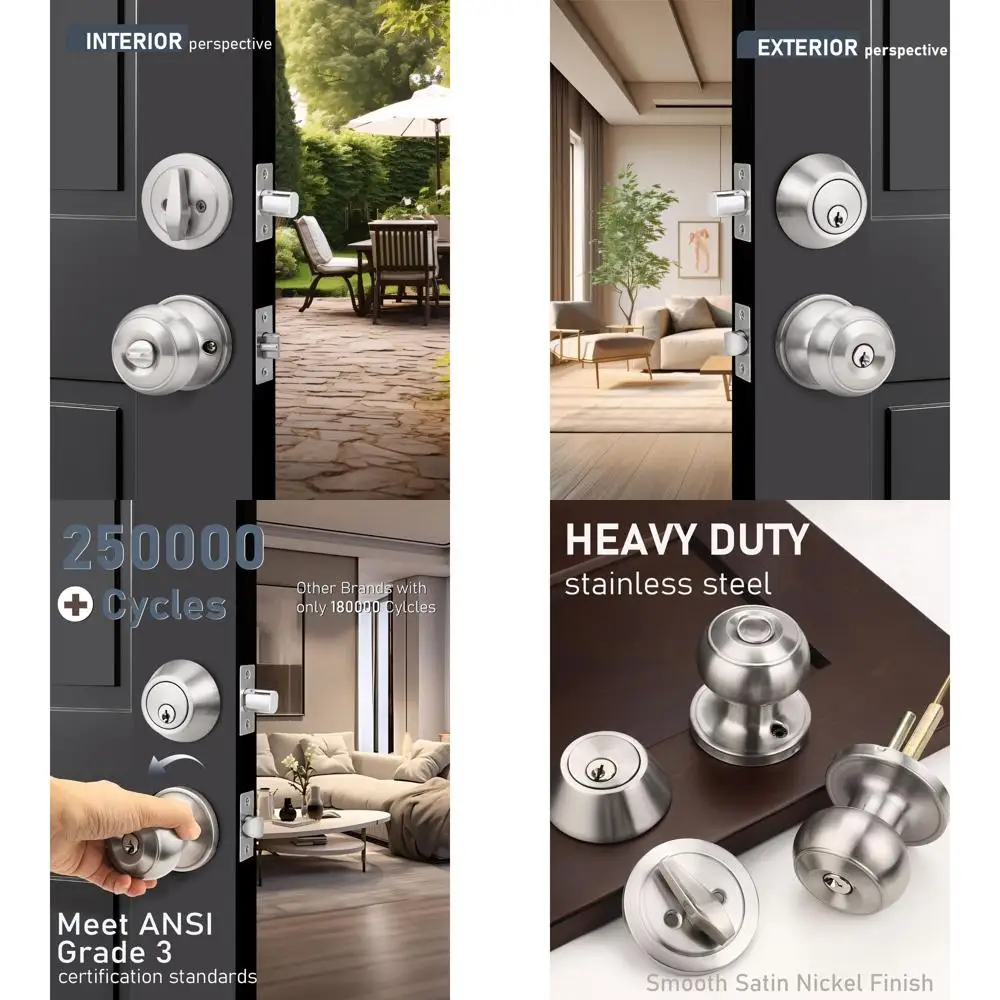 

Комплект из 2-х дверных ручек с одинаковым ключом и замком-защелкой, однокорпусный цилиндр, матовый никель, подходит для входных, спальных, офисных и наружных дверей