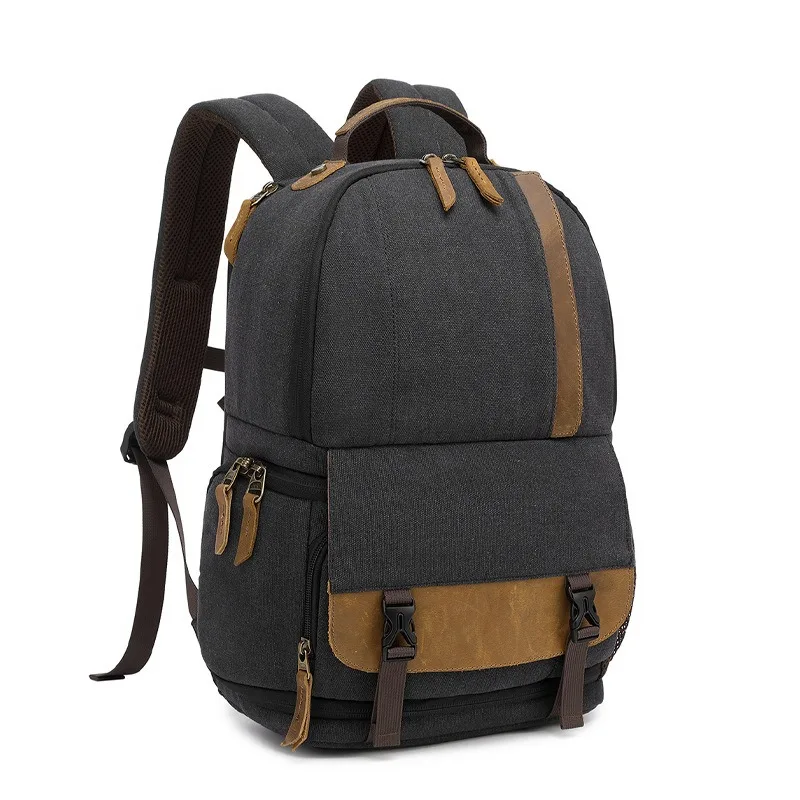 

New small canvas camera backpack, photographer waterproof camera backpack, suitable for DSLR cameras, lenses, and tripods