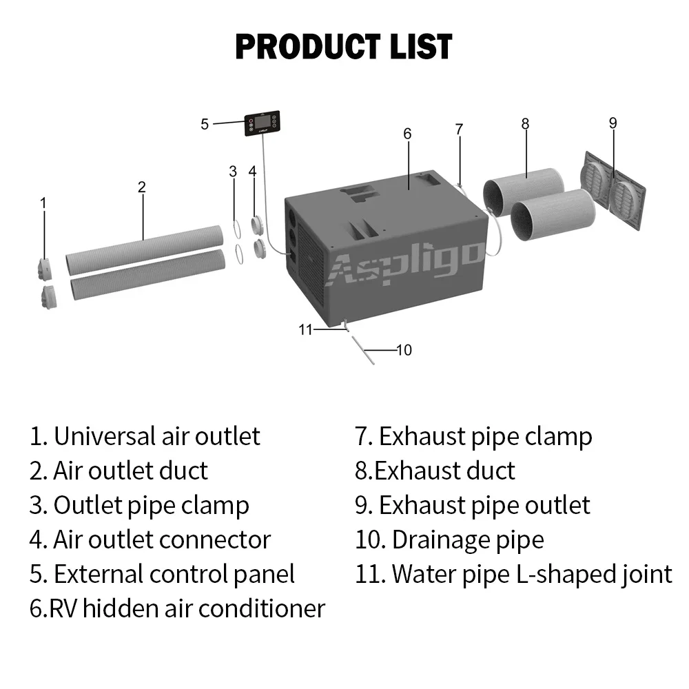 Aspligo-Climatiseur électrique intégré automobile, 12/24V, chauffage et refroidissement, pour camion de camping-car Hurhome