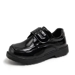 2024 Four Seasons Children Leather Shoes for School Black Glossy Britain Style UK Uniform School Shoes Kids Performance Loafers