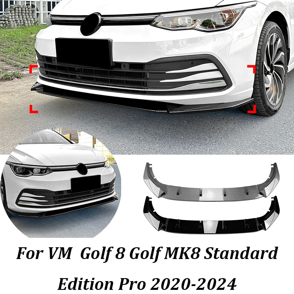 For VM Golf 8 Golf MK8 Standard Edition Pro 2020-2024 Car Front Bumper Lip Splitter Diffuser ABS Body Kit Cars Exterior Parts