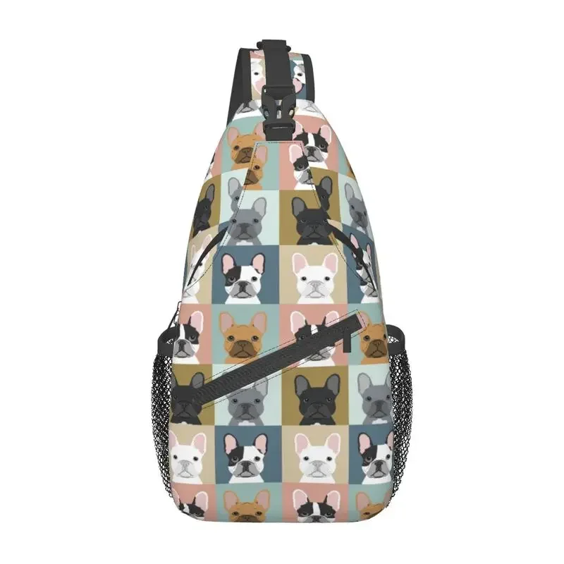 

French Bulldog Sling Crossbody Backpack Men Custom Frenchie Pet Dog Chest Shoulder Bag for Travel Hiking Daypack