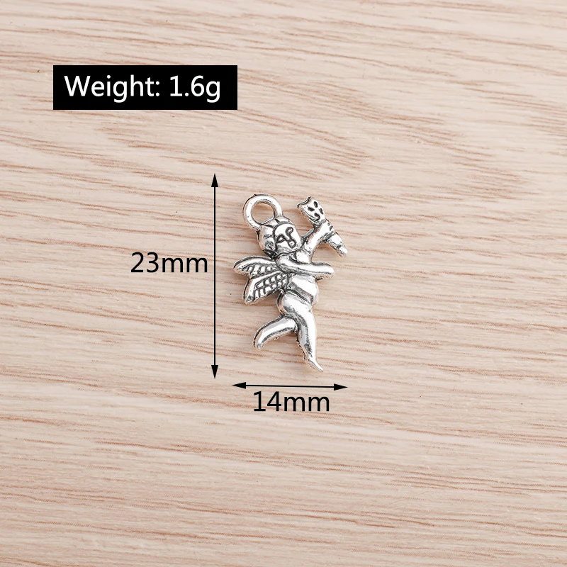 Tusember 20 Stück 23 x 14 mm Engel-Amor-Anhänger aus Legierung für Anhänger, Halsketten, Ohrringe, handgefertigter Schmuck, Zubehör für DIY-Handwerk – Detail 2