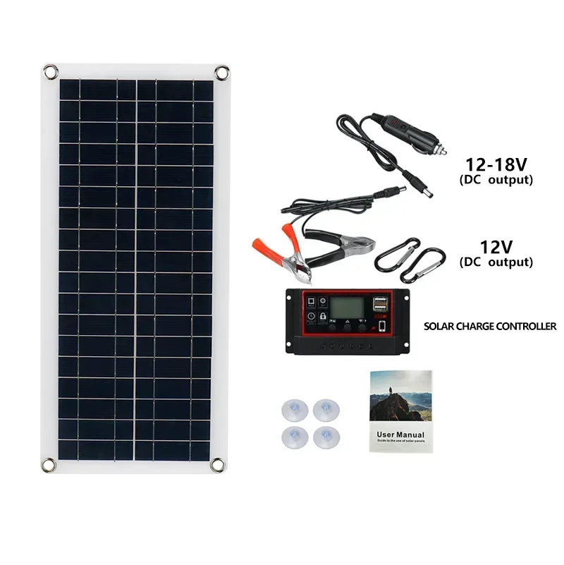 12V 1000W Solar Panel Solar Cell 10A-100A Controller Solar Plate Kit For Phone RV Car Caravan Home Camping Outdoor Battery