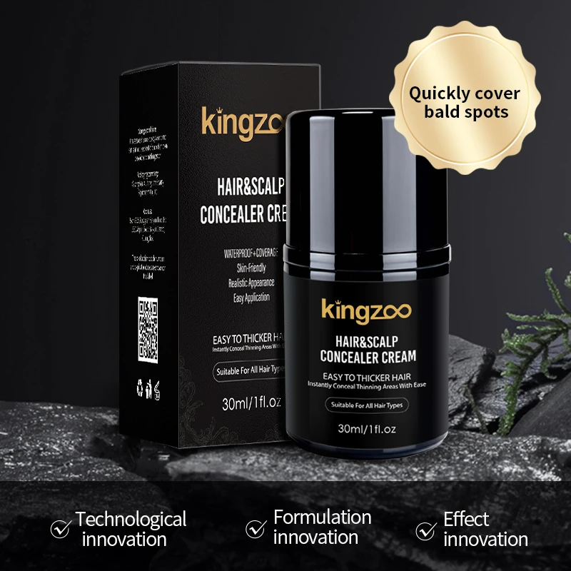 Thinning Hair Solution for Men Waterproof Fill-Up Hair Concealer Cream Natural Black Cover Up Disguise Baldness Boost Confidence