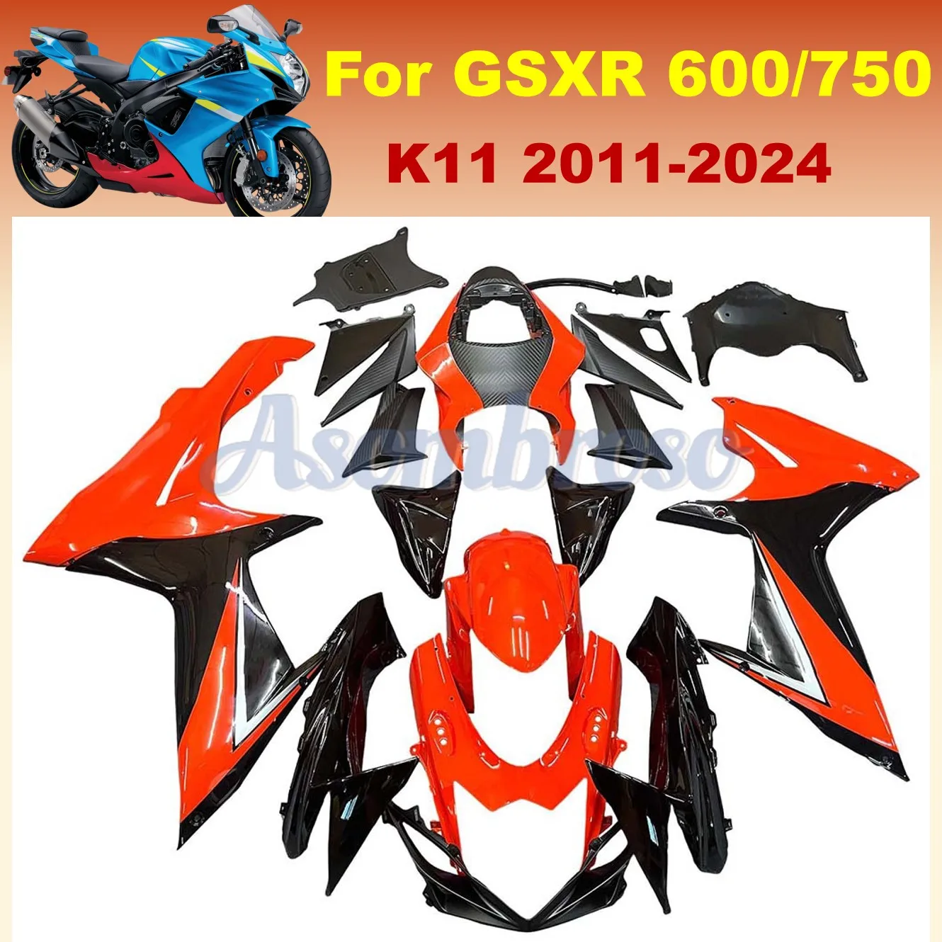 

Gloss Red Black Motorcycle Fairing kit for Suzuki GSXR600 2011 2024 2020 2022 2019 2018 2023 Full Fairings gsxr 600 GSXR750
