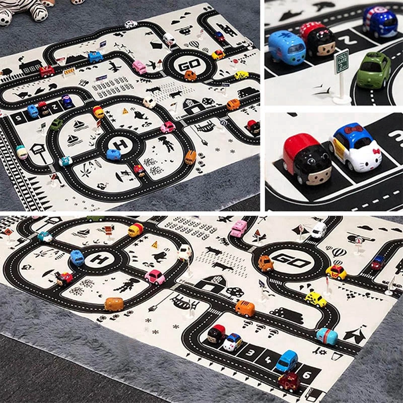 Road Mat Children Traffic Car Map Boy Girls Educational Toy Road Plastic Carpet Playmat For Baby Mats City Kids Toys Games