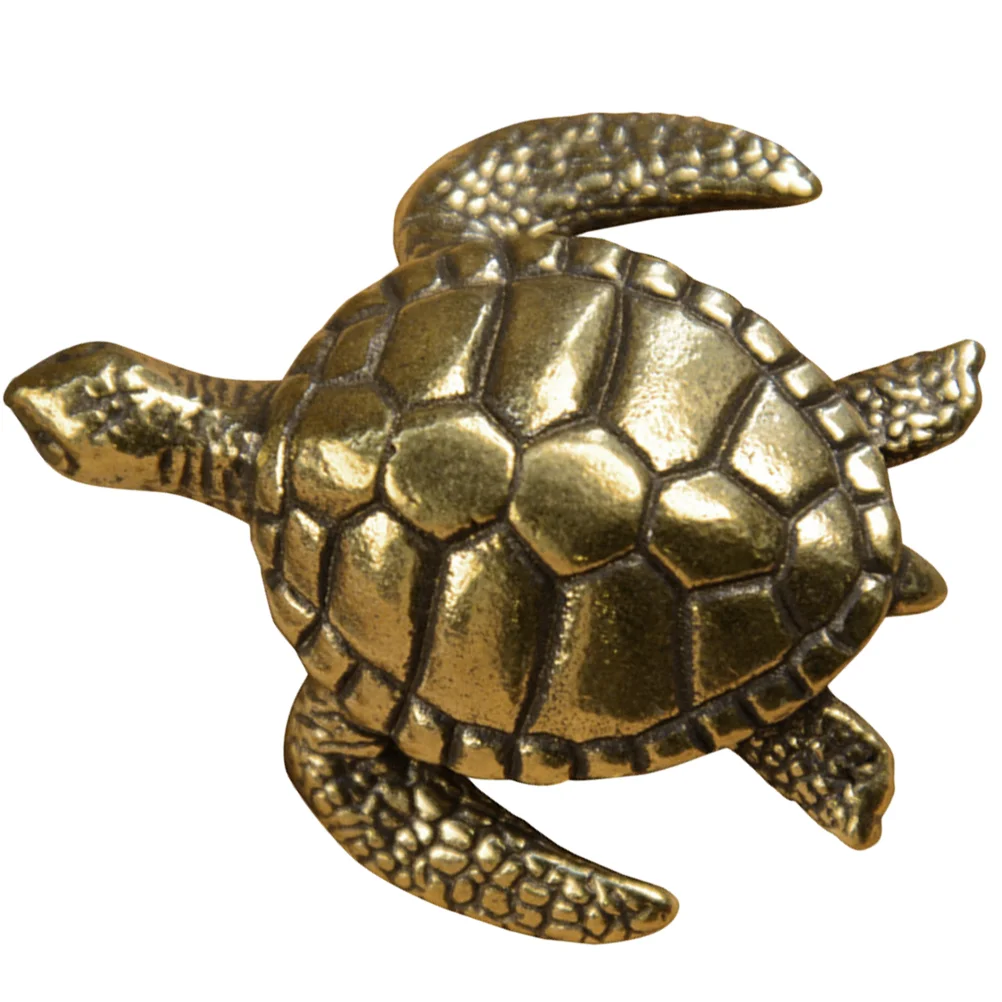 صغيرة البرونزية السلحفاة قلادة تمثال النحت الرجعية السلحفاة النحاس البحر ديكور المنزل مكتب حلية #1
