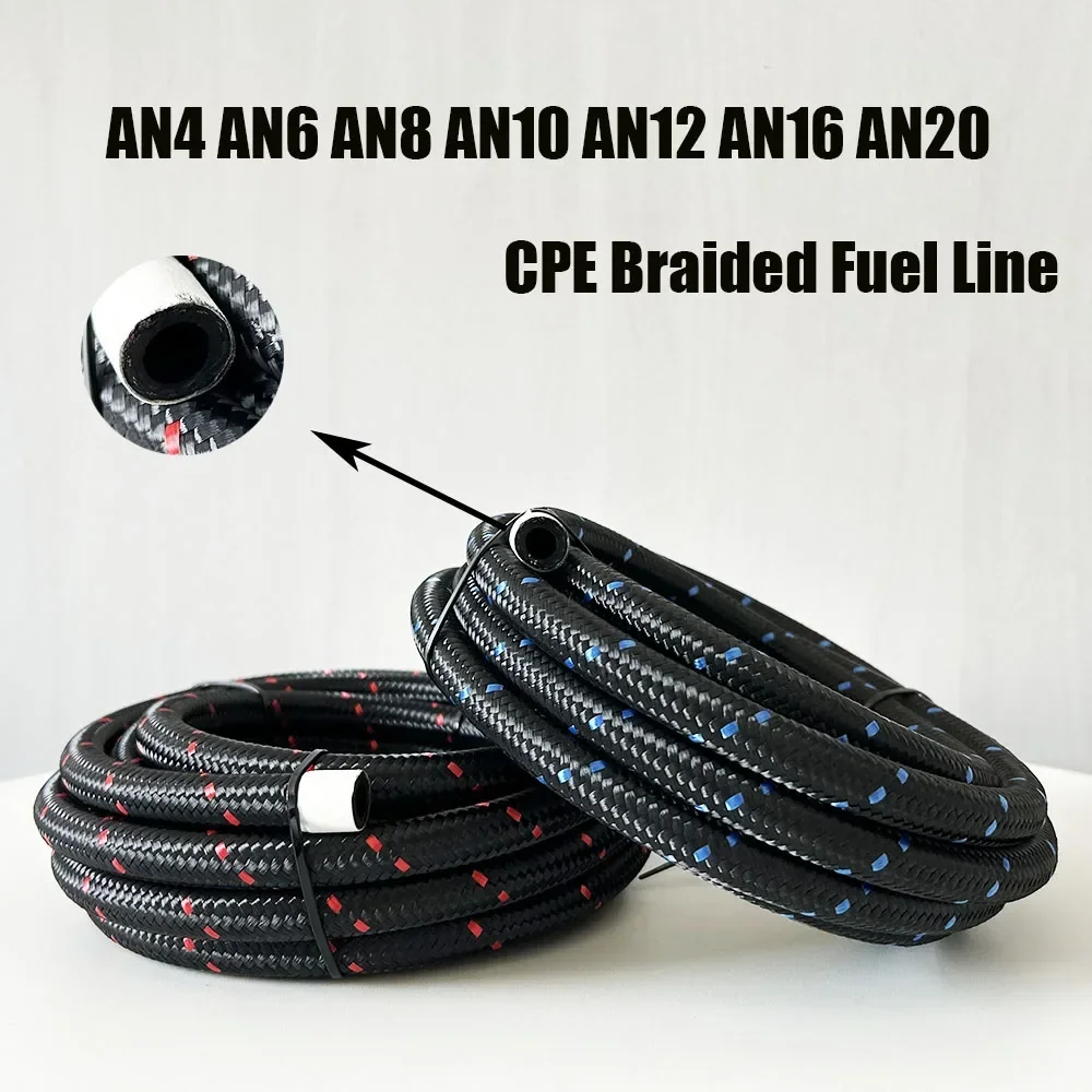 AN4~AN20 Nylon Braided Stainless Steel Fuel Hose Brake Line Hose For Racing Motorcycle Hose Oil Gas Cooler Hose Modifying Hose