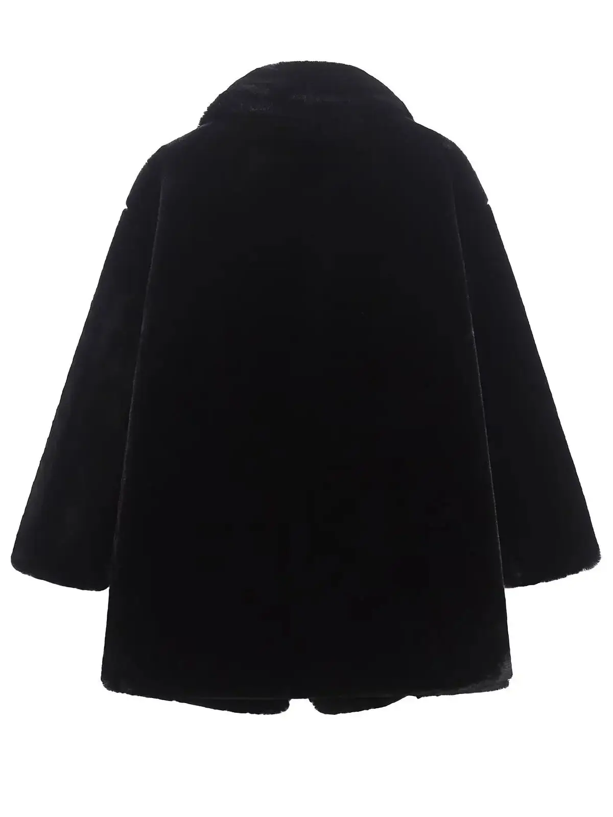 Women's Vintage Winter Luxury Thick Warm Black Faux Fur Jackets Female Chic Elegant Loose V-neck Fluffy Long Shaggy Street Coats