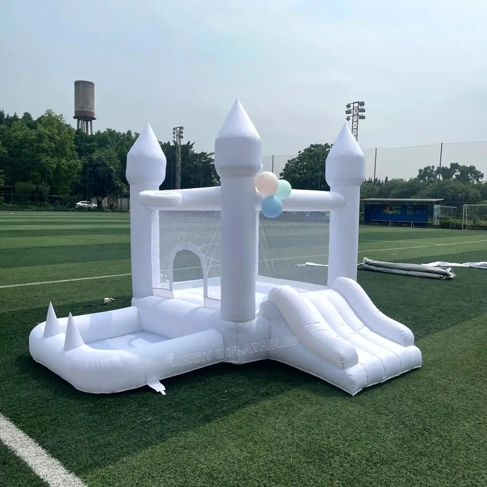 Mini Toddler White Bounce House with ball pit jumping castle for kids ball pit white kids jumper air bouncer