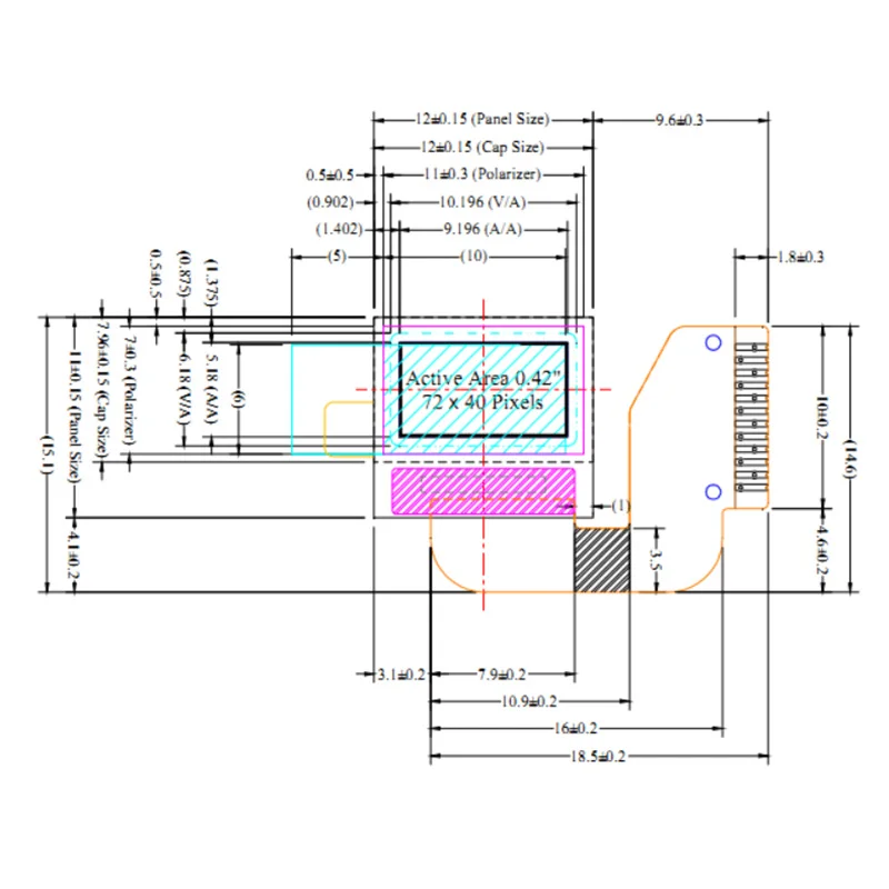 1 sztuk 0.42 calowy 12PIN/4PIN biały ekran OLED SSD1306 napęd IC 72*40 interfejs I2C