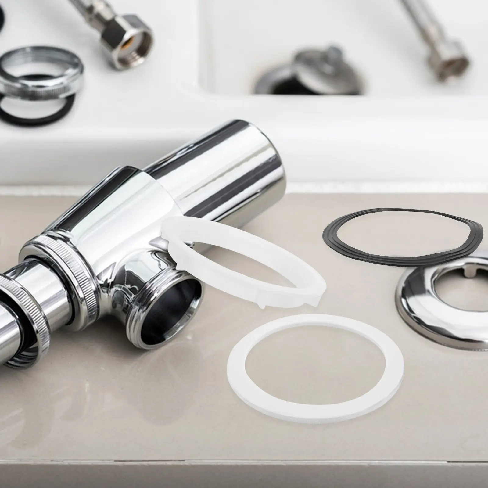 

Комплект из 6 уплотнителей для сливного фильтра раковины, резиновые прокладки и гайки для кухонной мойки 110 мм, сменные сантехнические аксессуары, герметичный комплект для установки