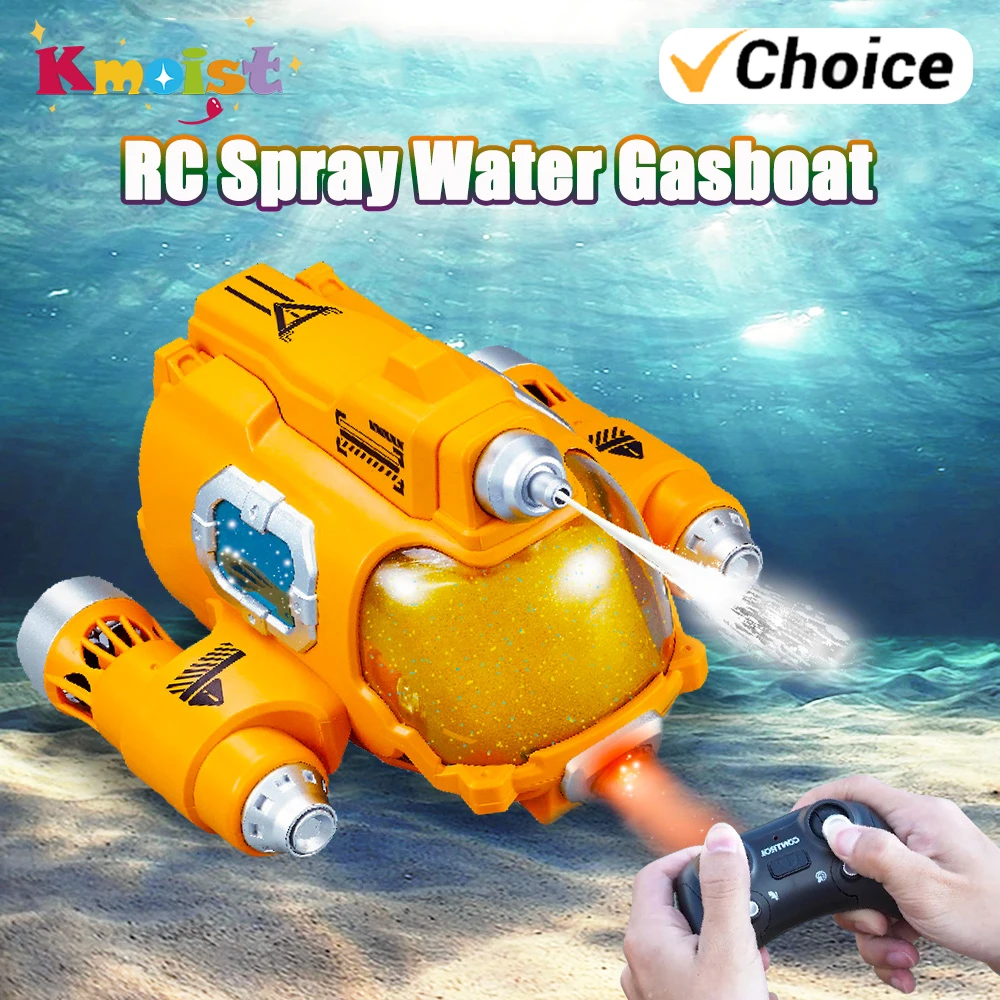 

Remote Control Boat Toy 2.4G with Lights Water Spray Children Remote Control Ship Double Propeller Rc Boat Toys for Boys Gifts
