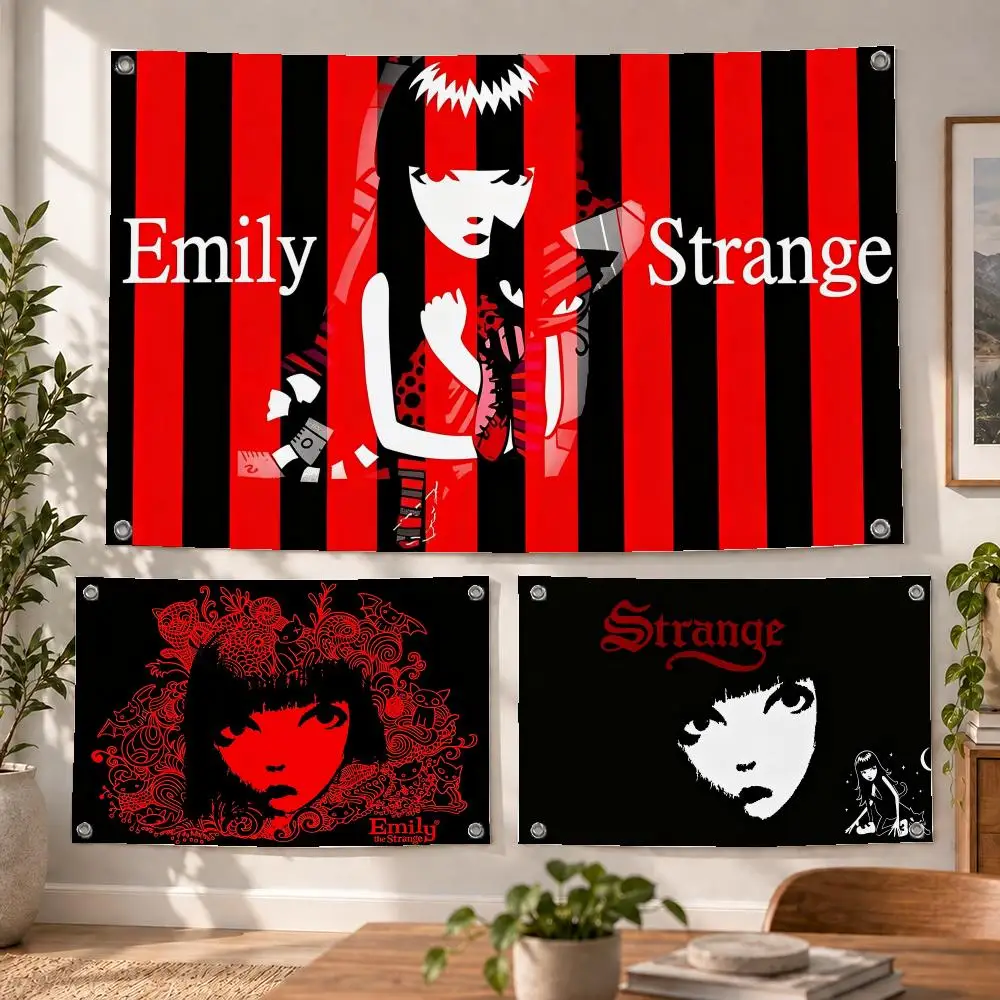 Character Gothic Emily Strange Flags Decorative Flag Banner Indoor Bedroom Dorm Gaming Room Wall Party Club Decor Fan Gift