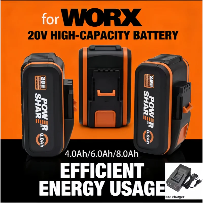 

Original Genuine Remplacement batterie lithium-ion 20V 8.0Ah Worx haute capacité pour WX176 WX550 WX386 WXino3 WXgain WX800 WU26