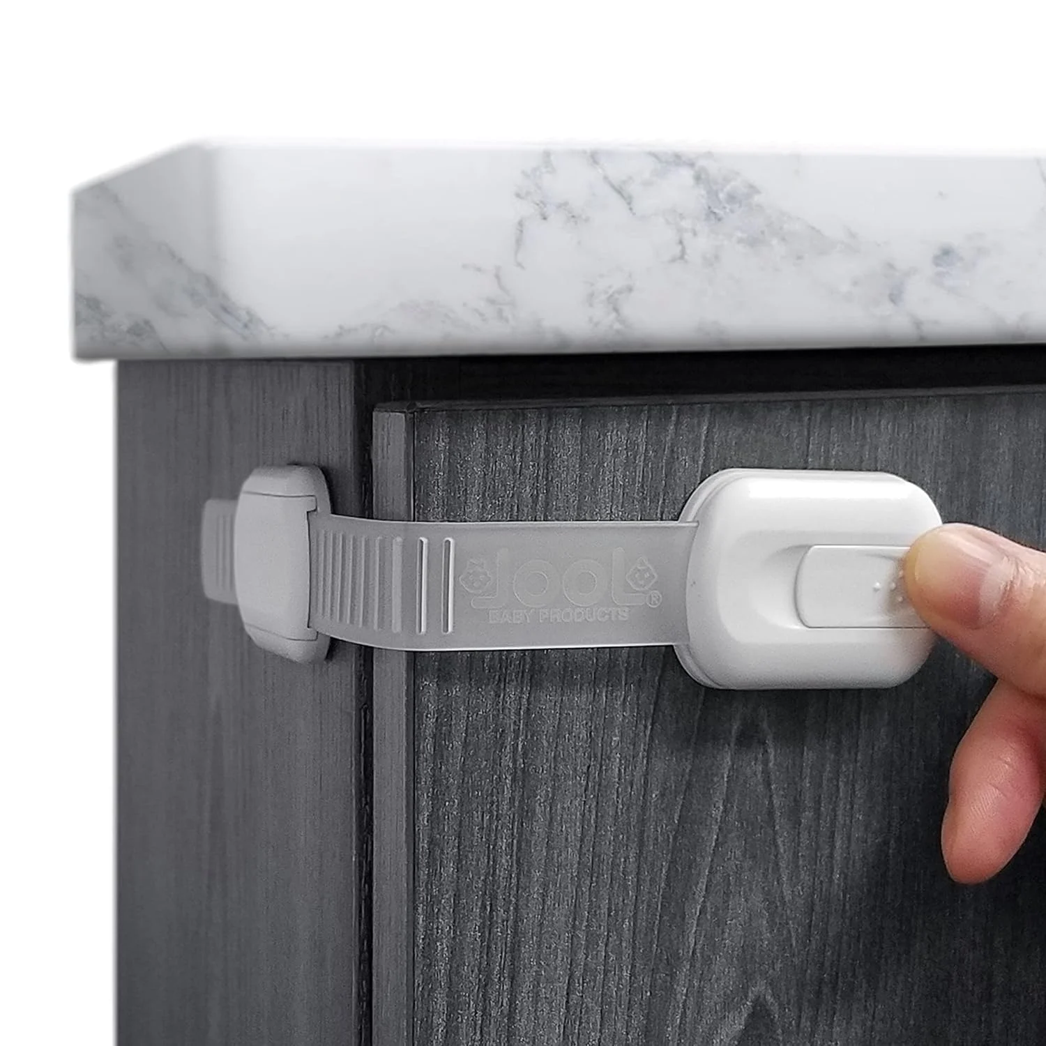 

Child Safety Locks (4 Pack) for Fridge, Cabinets, Drawers, Dishwasher, Toilet, Adhesive No Drilling - Jool Baby