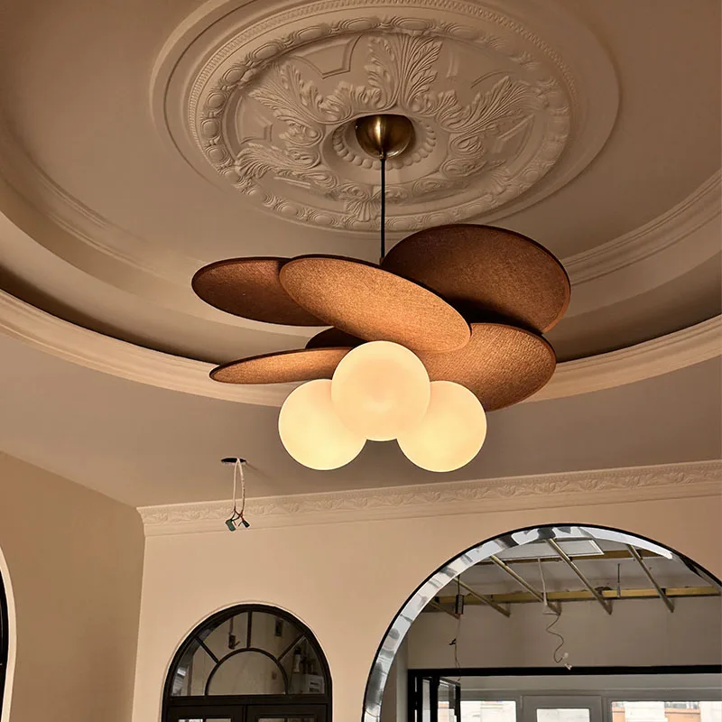 3 Head Pendant Light Raffia Pendant Lamp Rattan Weave E27 Hand Woven Fabric Chandelier Dining Room Living Room Kitchen Island