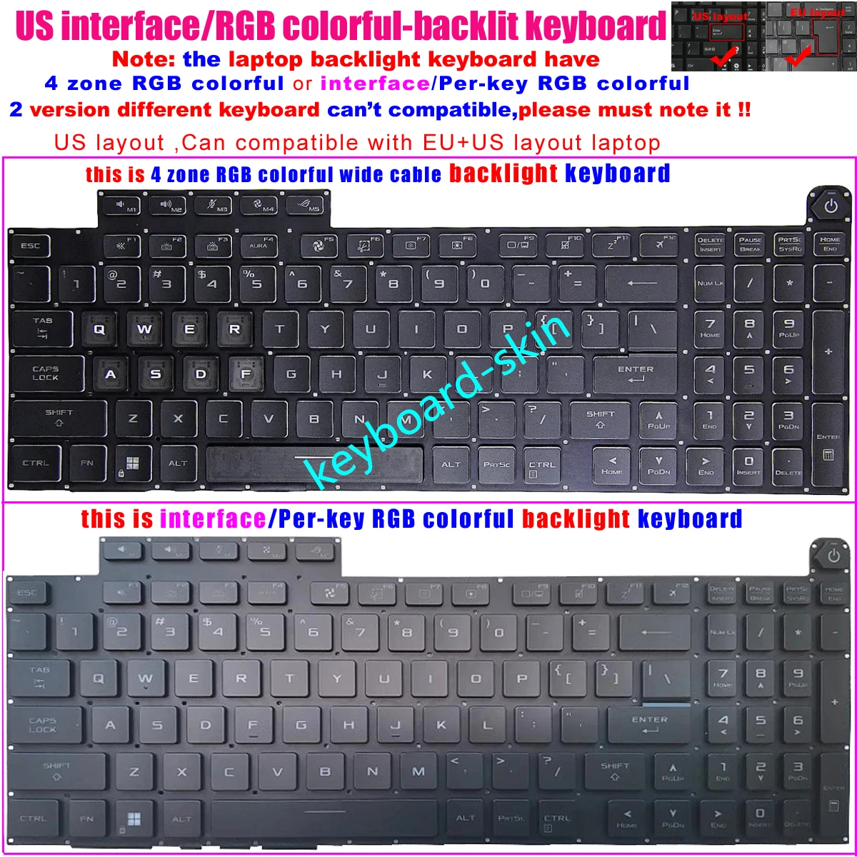 New RGB / interface US Backlit Keyboard For ASUS ROG G18 G814 G814J G814JV G814JVR G814JZR G834 G834J G834JZR G834JY G834JYR