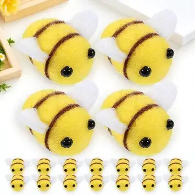 24Pcs Wool Felt Bee Clothes Accessories Creative DIY Headwear Decorative Supplies Cartoon Yellow Clothes Decor