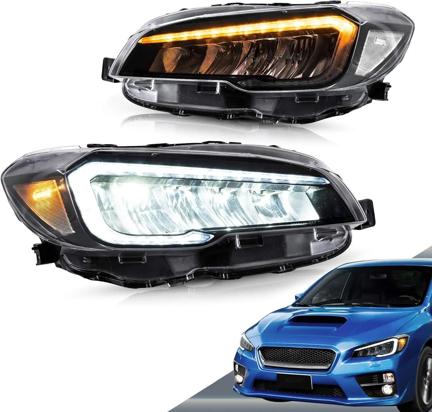 

Светодиодные проекционные фары, совместимые с Subaru WRX 2015-2021, с прозрачным отражателем и динамической анимацией