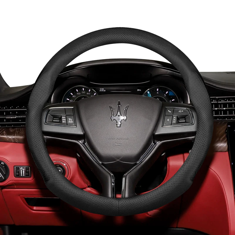 

For Maserati Round D-Shaped Steering Wheel Cover Fit Ghibli Levante Granturismo Quattroporte Mc20 Grecale Suv
