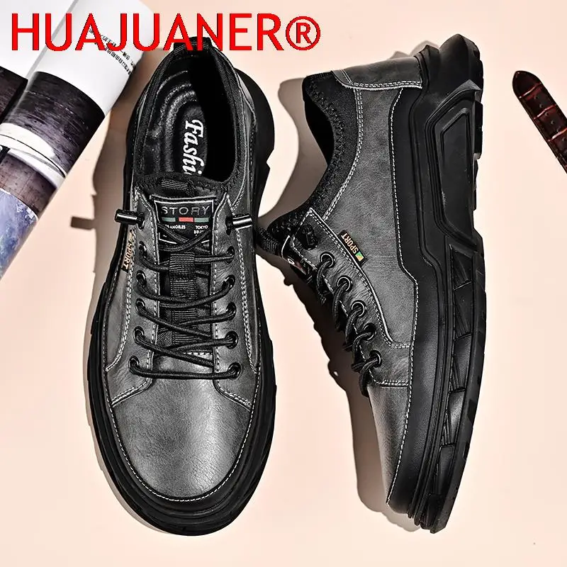 Genuine Leather Men\'s Casual Shoes Men Handmade Designer Sneakers High Quality Leisure Shoes Trend Spring Autumn Men\'s Shoes