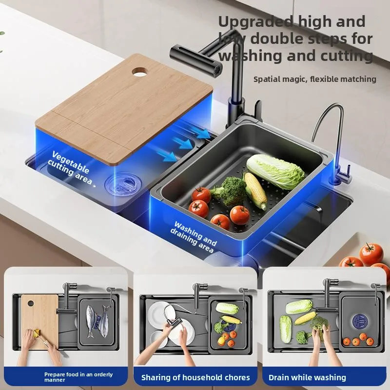 

Under the counter Household kitchen Sink Vegetable basin Large single slot Hammer pattern Thickened SUS304 stainless steel