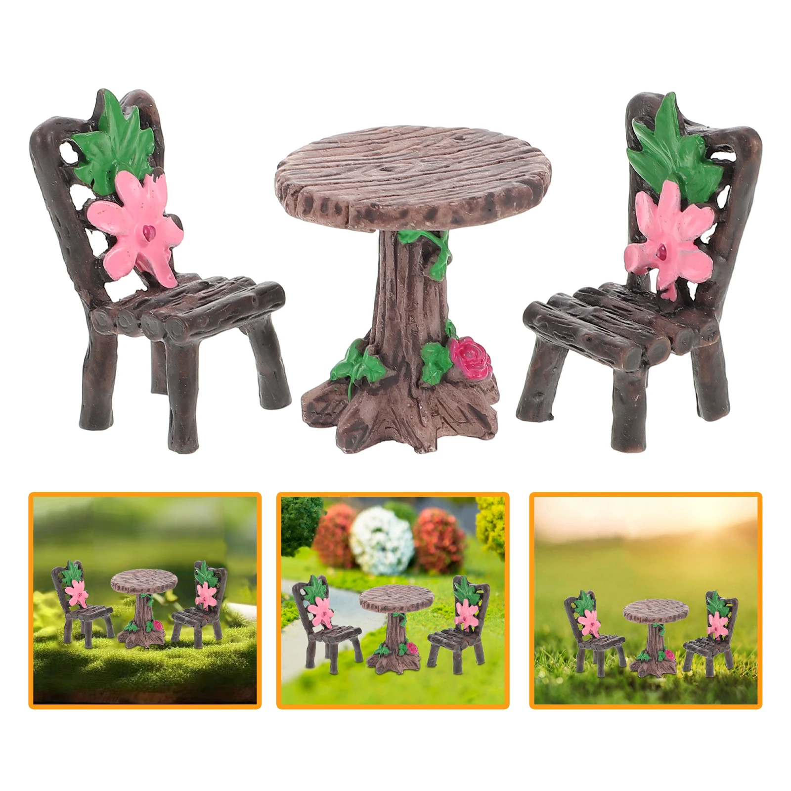2 Sets Moss Micro Landscape Ornaments Courtyard Resin Mini Dollhouse Garden Patio Furniture Outdoor Accessories