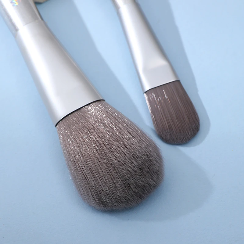 This Makeup Brush Set With A Sleek Light - Gray Pouch Offers Soft, Multi - Functional Brushes,