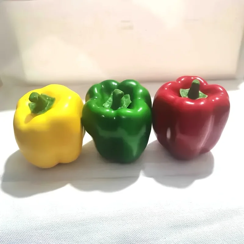 3 Pcs Artificial Foam Chili Peppers, Realistic Colorful Vegetable Props, One of Each Color, for Home Decor, Photography and Disp