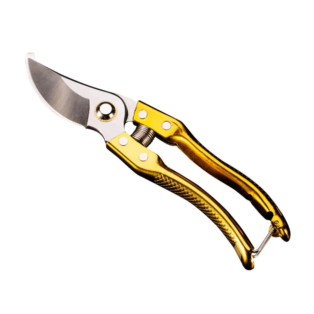 مقص تقليم شجرة الفاكهة المتين، مادة فولاذية ذهبية عالية الكربون، آمنة وعملية لتقليم الحدائق وقطع الأغصان