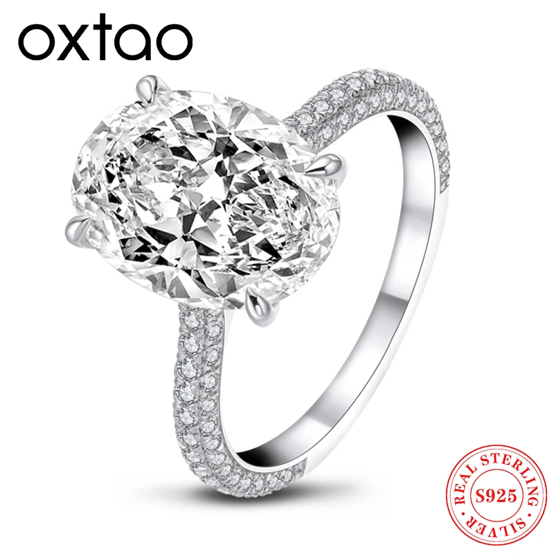 

OXTAO 10*14 мм 5 карат обручальные кольца с кубическим цирконием для женщин стерлингового серебра 925 пробы классическое обручальное кольцо свадебные украшения