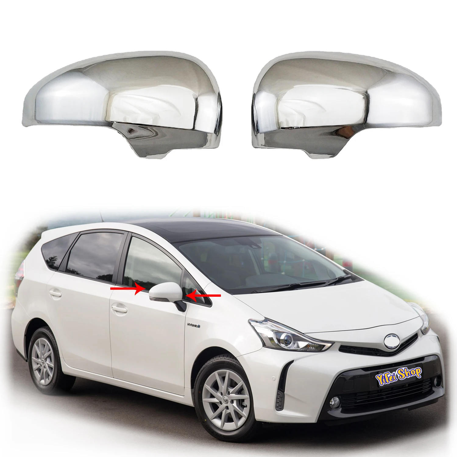 Car Chrome Rearview Accessories Plated 2010 2012 2014 2015 For Toyota Prius GS XW30 30 Carbon Door Mirror Cover Trim Paste Style