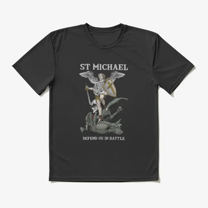 Saint Michael Defend Us in Battle. Catholicism The Archangel T-Shirt 100% Cotton O-Neck Short Sleeve Summer Casual Mens T-shirt