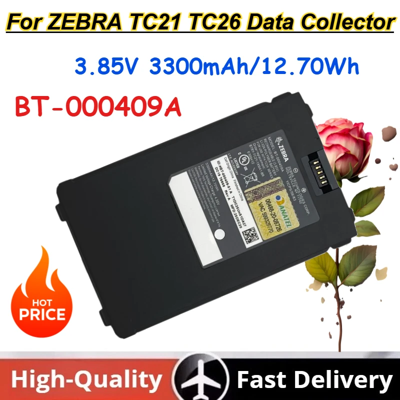 

3.85V 3300mAh/12.70Wh BT-000409A Li-Ion Polymer Battery for ZEBRA TC21 TC26 Data Collector Rechargeable Batteries