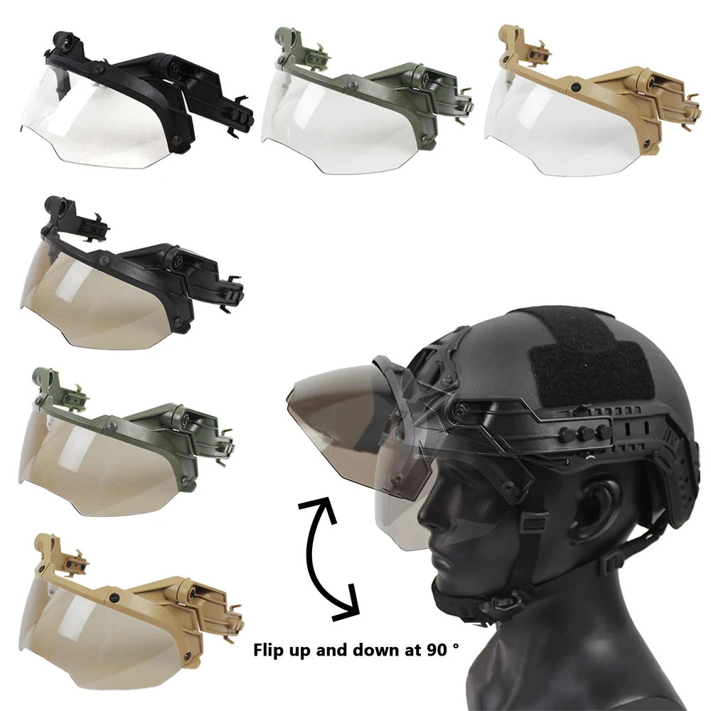 BOOIU – Guide de casque tactique réglable, lunettes OP détachables, casque FAST MICH, Anti-buée et Anti-émeute, lunettes de protection OP CS