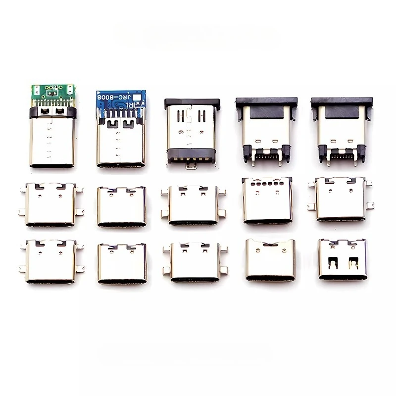 2PCS Type-c Female Seat Female Head in-line Patch Socket USB-3.1 6P  14P 16P  24P 4Pin Typec Interface Connector Fast Charging